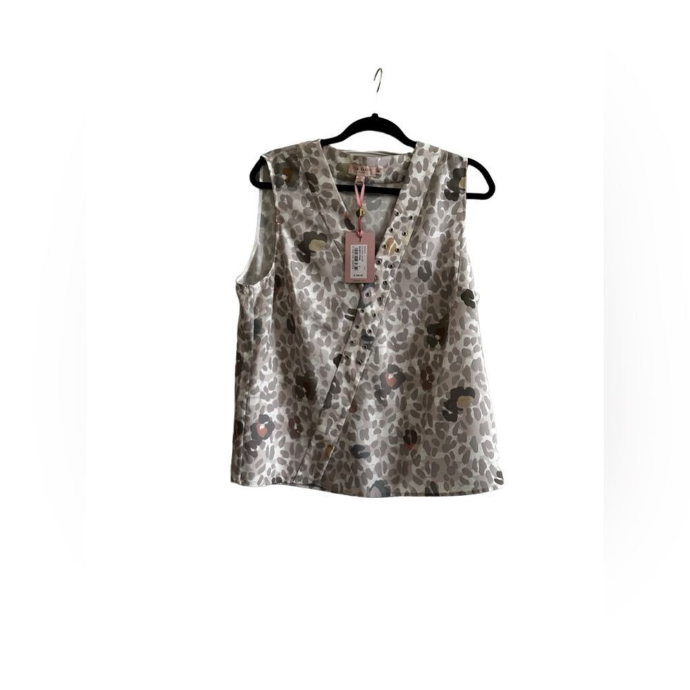 NWT Ted Baker John Lewis Cheetah Alethe V-Neck Cami Top Dusty Pink Sz 4(us 10)